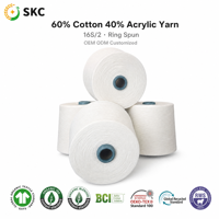 Fil 60% Coton 40% Acrylique 16S/2 Filé à la Cotonnerie, Mélange Coton Acrylique Personnalisé OEM ODM