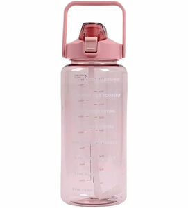 Transparent Fitness Eco-Friendly Half Gallon <b>Drink</b> Bpa Free 2000ml Bottles Large Capacity Handle <b>Straw</b> Hiking Camping Sports - Product Image 1