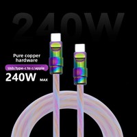 Câble de charge rapide transparent en silicone peint PVD coloré, conducteur en cuivre pur, connecteurs USB-A/Type-C, compatible avec la marque BJC