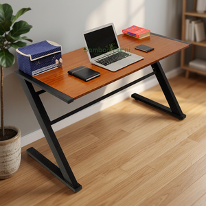 Escritorio Rectangular Simple de Bambú SB005b con Tres Niveles, Patas en Forma de Z, Acabado Marrón Rojizo, Madera Sólida, 120cm X 60cm X 75cm - Product Image 2