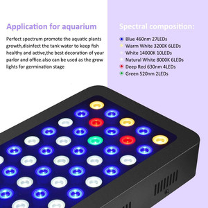 Lampe d'aquarium LED à spectre complet 165W, 2 variateurs, 2 interrupteurs, 3W*55pcs, haute puissance, WRGB, pour récif corallien marin - Product Image 4