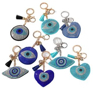 Porte-bonheur breloque strass mauvais œil porte-clés Bling coeur sac breloques Protection porte-clés mauvais œil porte-clés - Product Image 1
