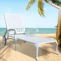 Chaise longue de jardin en aluminium moulé avec roues, réglable, pour patio, bord de piscine, décoration extérieure – Offre Spéciale