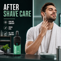 Lotion après-rasage pour homme sans alcool, formule rafraîchissante aux extraits de plantes et au menthol