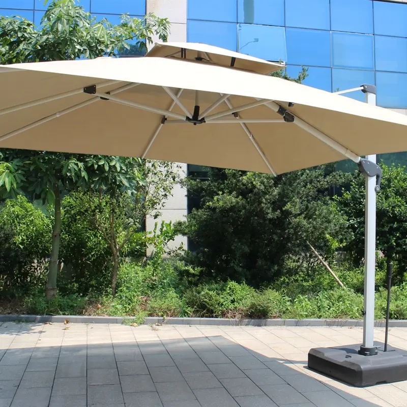Наружный консольный роскошный коленчатый алюминиевый большой полюсный Зонт 11,5 футов для внутреннего дворика