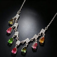 Bijoux fins en argent sterling 925 avec tourmaline naturelle de luxe personnalisée, cadeau pour femme pour les banquets et les mariages