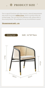 <span class=keywords><strong>Fauteuil</strong></span> en bois massif noir moderne et durable en gros, chaise <span class=keywords><strong>de</strong></span> salle à manger avec dossier en rotin naturel pour la maison, les restaurants et les villas - Product Image 6