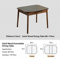 Table à manger extensible en bois massif nordique, table à dîner pliable pour petit foyer, couleur noyer, table à manger gain de place pour la maison