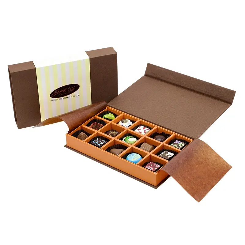 Wholesale Custom Printed Luxury Folding Rigid Paper gift box sweet chocolate box with printing paper tray food pa