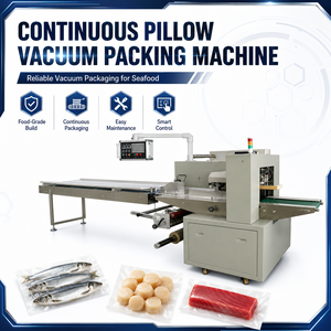 Máquina de Envasado Automática al Vacío para Salmón, Máquina Envolvedora de Alimentos con Motor Servo para Pescado y Camarones - Product Image 1