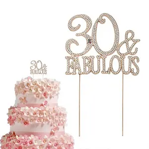 Rose Gold Glittery 30 & Fabulous Cake Topper for 30th Birthday Party Decorations Birthday Cake Topper Decor