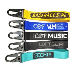 Custom Printed logo Woven Lanyard Nylon Jacquard Keychain Short Wrist Lanyard with Eagle Mouth <b>Hook</b> - Product Image 5