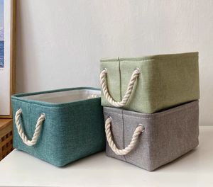 Panier de rangement en tissu de coton et de lin pliable de haute qualité, bacs de rangement ménagers, organisateur - Product Image 4