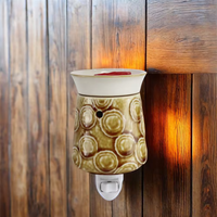 Diffuseur électrique de cire fondue en céramique, chauffe-bougie et brûleur d'huiles essentielles avec motif de feuille sculptée, décoration d'intérieur