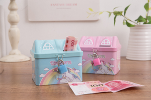 <span class=keywords><strong>Tirelire</strong></span> en métal en forme <span class=keywords><strong>de</strong></span> maison avec logo personnalisé pour enfants, vente en gros, boîte à monnaie en étain pour économiser <span class=keywords><strong>de</strong></span> l'argent - Product Image 2