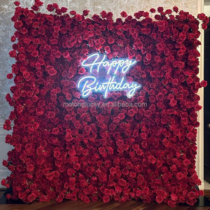 MoKtong Vampy Toile de fond murale florale rouge foncé 8ft x 8ft 5D avec roses en soie au toucher réel pour la décoration d'événements et de fêtes à thème spectaculaires - Product Image 3