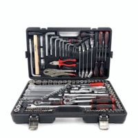 Juego de Herramientas para Reparación de Automóviles de 138 Piezas, Llave de Tubo para Automóvil, Taladro de Trinquete Rápido de Alta Calidad, Caja Roja