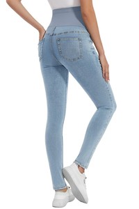 Leggings de yoga de maternité taille haute, moulants, extensibles, respirants, en <span class=keywords><strong>jean</strong></span>, pour la <span class=keywords><strong>grossesse</strong></span> - Product Image 3