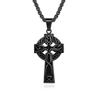 Collier unisexe en acier titane avec nœud celtique viking nordique, style rétro européen et américain, directement de l'usine, pour la diffusion en direct de bijoux