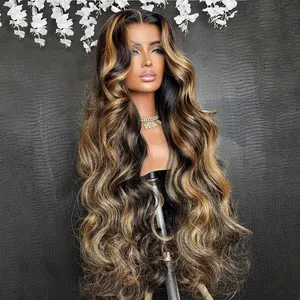 Highlight Honey <strong>Blonde</strong> Color 13X4 Lace Frontal Human <strong>Hari</strong> Wigs 100% Raw Virgin Hair Glueless Loose Wave Lace Front Wig for Woman - Product Image 4