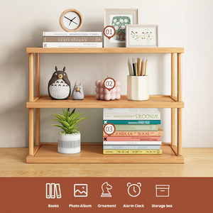 Настольная Полка на стол, простой органайзер для чашек, полка, столешница, маленькие Многослойные перегородки из бамбукового дерева - Product Image 4