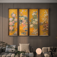 Vierteilige Messing-Wanddekoration Handgefertigt im Neuen Chinesischen Stil Metall-Dekor für Wohnzimmer Sofa-Hintergrund