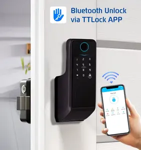 <span class=keywords><strong>AGSHOME</strong></span> Serrure de porte intelligente électronique Tuya WiFi Cloud en alliage d'aluminium de grade B, déverrouillage par carte-clé pour plusieurs portes - Product Image 4