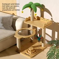 Arbre à chat en bois, style campagnard, pour petit appartement, peu encombrant, avec étagères, cabane et nid