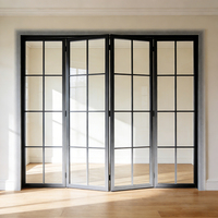 Puerta Plegable de Aluminio y Vidrio con Aislamiento Térmico y Acústico, Estilo Francés, Decorativa, para Balcón de Villa, Sala de Estar, Interior