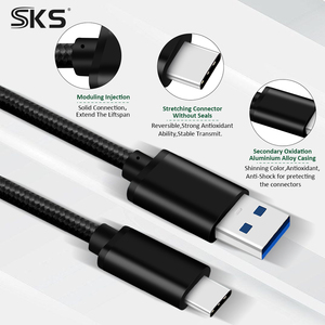 Cavo <span class=keywords><strong>USB</strong></span> 3.0 da <span class=keywords><strong>A</strong></span> <span class=keywords><strong>a</strong></span> Tipo <span class=keywords><strong>C</strong></span> in Nylon Intrecciato con Protezione Antiurto, Trasferimento Dati ad Alta Velocità 5Gbps, Ricarica Rapida 3A - Product Image 2