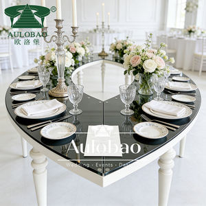 Juego de Mesa de Comedor de Lujo con Cubierta de Vidrio en Forma de Ojo y Acero Inoxidable Dorado para Salón de Banquetes - Product Image 4