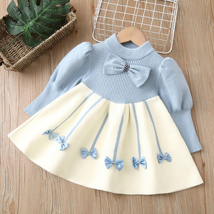 Abiti invernali da 1 <span class=keywords><strong>a</strong></span> 5 anni in <span class=keywords><strong>maglia</strong></span> bowknot per bambine - Product Image 5