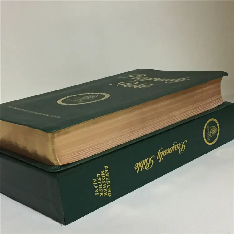 Hot sale Custom PU Hardcover Printing For Holy Bible Book with Green Ribbon Mark