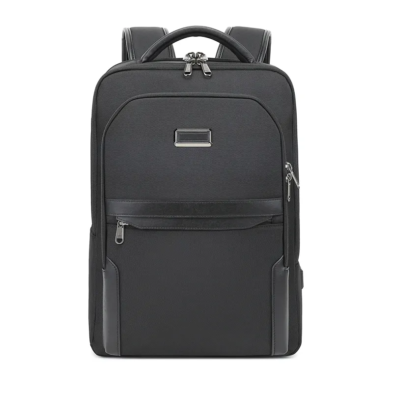 Büyük kapasiteli deri seyahat açık sırt çantası rahat iş sırt çantası USB portu ile lise dizüstü sırt çantası