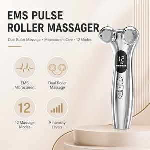 Pulse <b>Roller</b> Massager Face Lifting Device Rechargeable Face Beauty Device Handheld Vibration Facial <b>Roller</b> Massage Device - Product Image 3