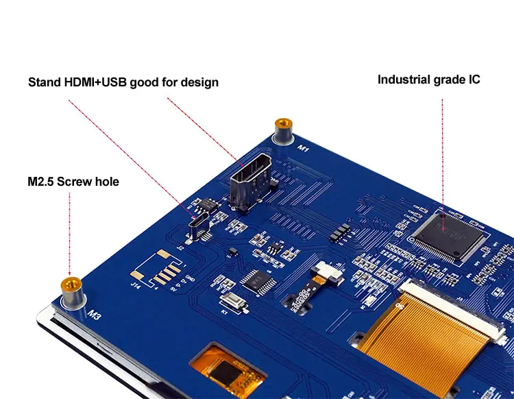 ディスプレイモニター用カスタムサイズ1024*600 RGB LVDS HDMIUSBインターフェイス7インチTFT液晶画面