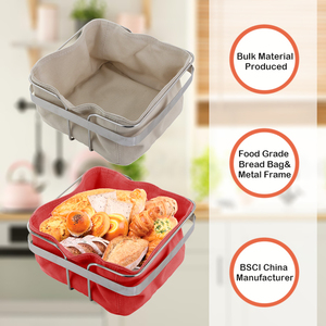 New Fashion pasticceria in acciaio inox Server Croissant artigianale francese Canvas Basket pane cestino quadrato con fodera in tessuto Beige <span class=keywords><strong>rosso</strong></span> - Product Image 2