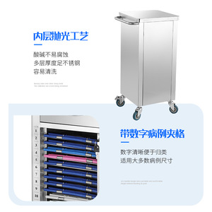 Medical stainless steel medical <b>record</b> cabinet, medical <b>record</b> folder trolley, filing cabinet, thickened patient document rack, - Product Image 5
