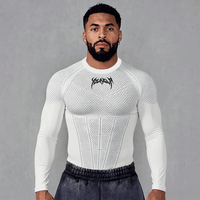 Kaos Kompresi Y-L untuk Pria, Kaos Lari Fitness Gym Lengan Panjang Rashguard MMA Cepat Kering, Atasan Olahraga Luar Ruangan, Pakaian Olahraga