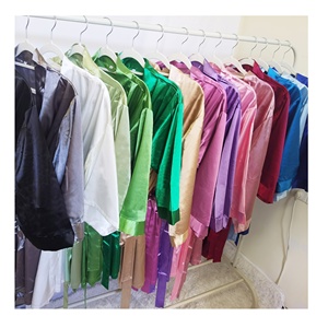 Women's Wedding Satin Blank Solid Color <strong>Robes</strong> <strong>Ladies</strong> Bridesmaid Silk <strong>Kimono</strong> <strong>Robe</strong> - Product Image 1