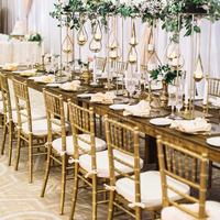 Chaises de réception empilables en métal doré pour mariage, chaise Chiavari en vente en gros