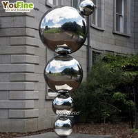 Escultura de Esferas Apiladas de Acero Inoxidable Pulido a Espejo, Arte Abstracto Moderno para Jardín Exterior, Villa, Hotel, Personalizado