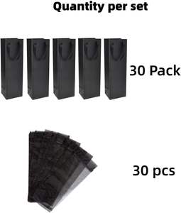 Bolsa de Regalo Reutilizable para Vino Negra con Bolsas de Organza para Botellas, Bolsas de Papel Kraft para Whisky/Licores - Product Image 5