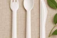 Vente en gros d'ustensiles écologiques compostables en bagasse de canne à sucre, fourchettes, couteaux et cuillères jetables biodégradables pour les services de restauration