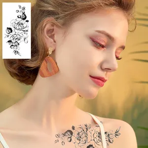 Moda suluboya gül çiçek sahte dövme kadınlar için sahte dövmeler Sticker seksi dövmeler el özel çiçekler dövme çıkartma