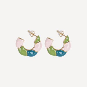 ต่างหูห่วงสแตนเลสเคลือบทอง YFB E497 ดีไซน์มินิมอล ขนาด 3 ซม. เครื่องประดับแฟชั่นสำหรับฤดูใบไม้ผลิและฤดูร้อน - Product Image 1