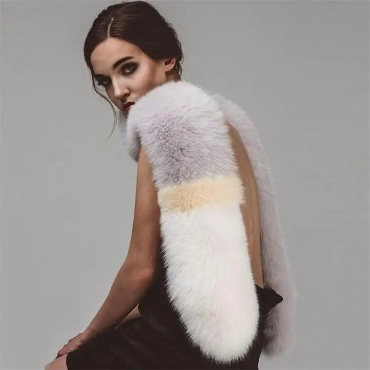 Fashion hot sale extar long Jane rex faux rabbit fur scarf pom colors winter warm scarves shawls