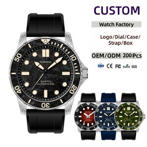 Montres Miyota 9015 personnalisées C3 Super Lumineuses Étanches 300M Boîtier en acier Damas Automatique <span class=keywords><strong>Montre</strong></span> pour <span class=keywords><strong>homme</strong></span> avec bracelet en caoutchouc - Product Image 1