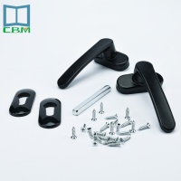 Ensemble de poignées de porte modernes en aluminium et PVC pour hôtel, avec serrure à point unique pour fenêtres et portes à battants, noir mat