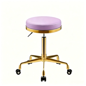 Tabouret pivotant blanc et or pour salon de beauté, réglable, hydraulique, en cuir PU, pour technicien esthétique, style luxe léger, pour studio de travail - Product Image 2